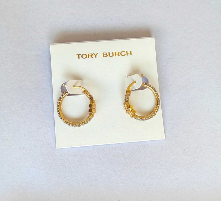 обеци на Tory Burch - small Miller stud hoop earrings