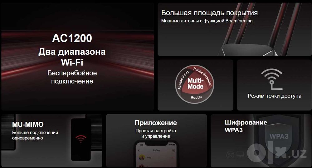 Двухдиапазонный Wi-Fi 5 роутер Mercusys AC12 (AC1200, 4 антенны)