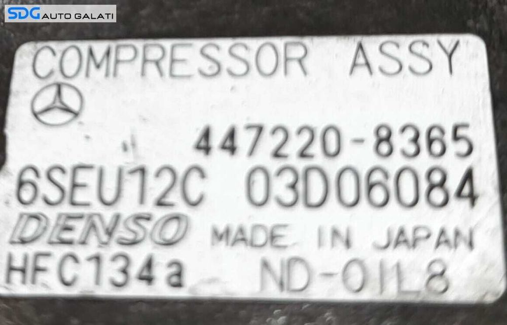 Compresor AC Aer Conditionat Clima Mercedes Clasa A Class W168 A140 A160 A170 A190 A210 1.7 CDI 1997 - 2005 Cod 447220-8365 6SEU12C 03D06084 [N0287]