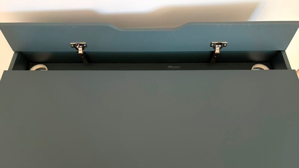 Birou IKEA ALEX gri-turcoaz, cu 2 sertare – 100 × 48 cm