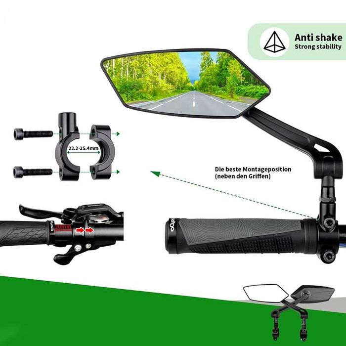 Луксозен комплект странични огледала за велосипед, 150 x 60мм, 360°