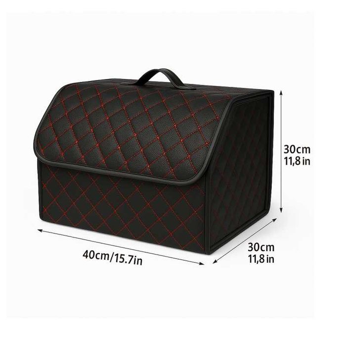 Луксозен кожен органайзер Mercado Trade, Сгъваем, С червен шев