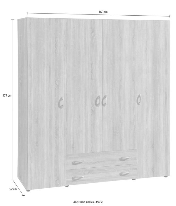 Dulap cu patru usi si doua sertare160cm