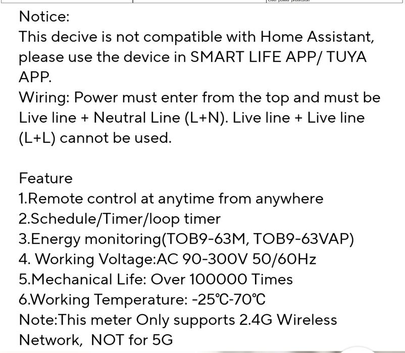 Releu Protecție Tensiune și Curent TOMZN TOB9-VAP, WiFi, 63A