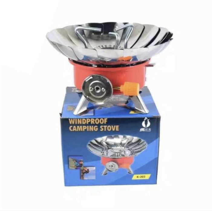 Aragaz portabil Camping pliabil compact cu protectie antivant si aprindere electrica
