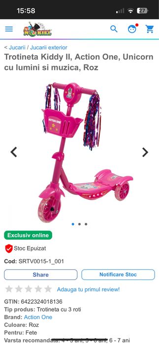 Trotineta roz action one