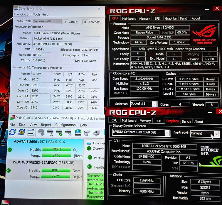 PC Ryzen 5 2400G / GTX 1060 6GB / 16GB RAM / SSD 500GB