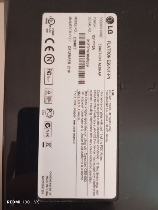 Монитор LG Flatron E2040T 20" б/у | Рабочий | DVI/VGA