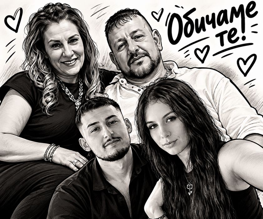 Черно бели карикатури и портрети