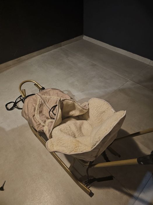 Sanie cu sac captusit Piccolino, Aluminiu, Bej