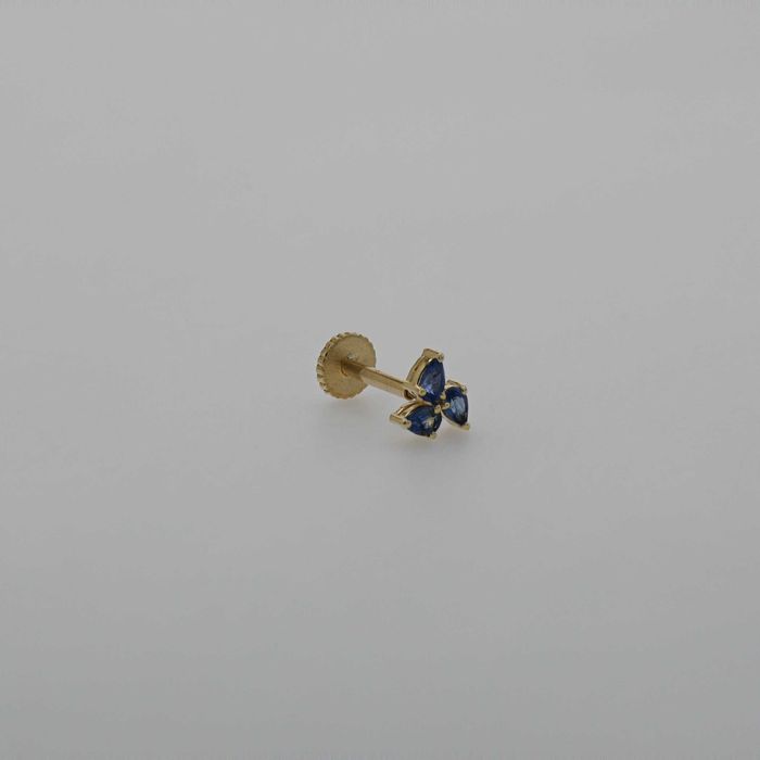 Cercel(pentru a doua gaura)aur galben 18k, cu safire cod 9949