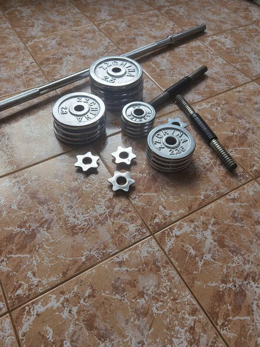 Продавам дъмбели и щанга