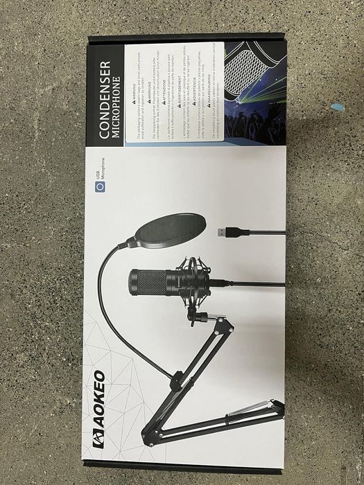Kit Microfon condensator USB Aokeo, cardioid profesional,sigilat