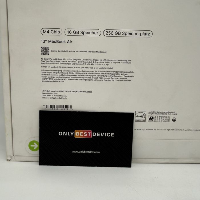 Apple Macbook Air 13-inch M4 16GB RAM 256GB Sky Blue