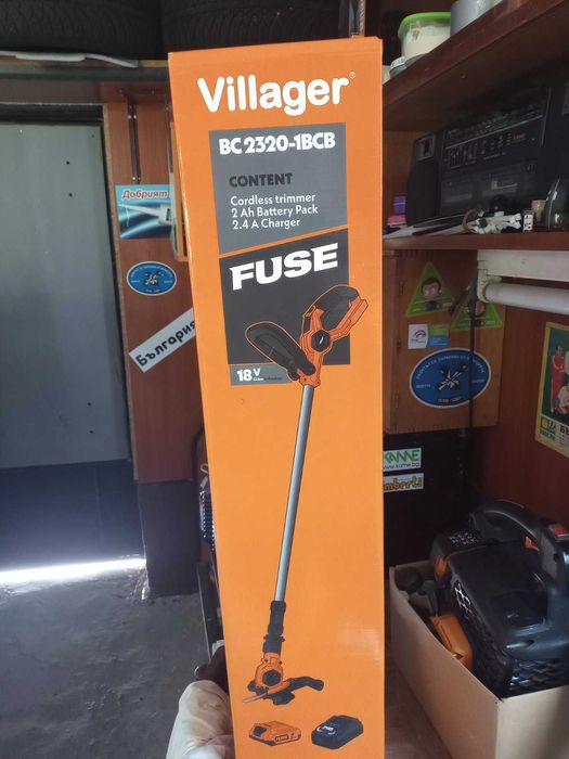 Чисто нов Акумулаторен тример Villager BC 2320-1BCB (18V) + Батерия 2Ah и Зарядно