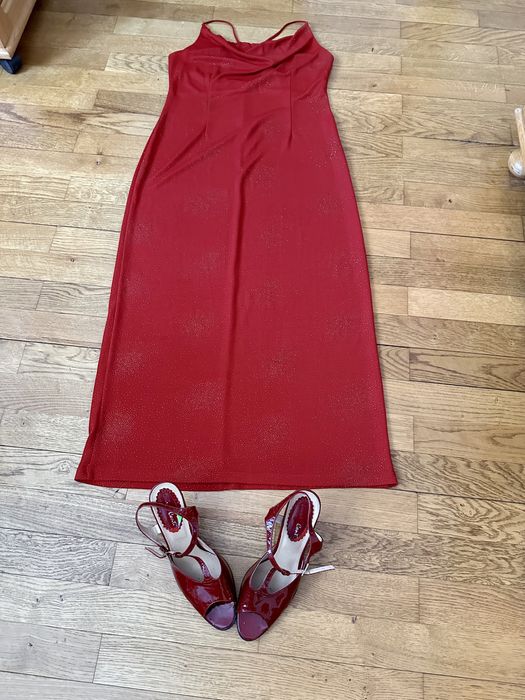 set rochie de seara si sandale piele