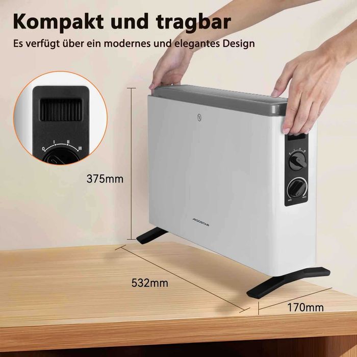 Електрически конветкор Aigostar 2000W с 3 нива на мощност и термостат