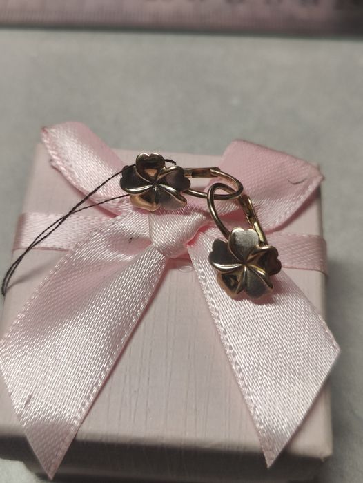 Златни обеци детелини 1.62гр 14к