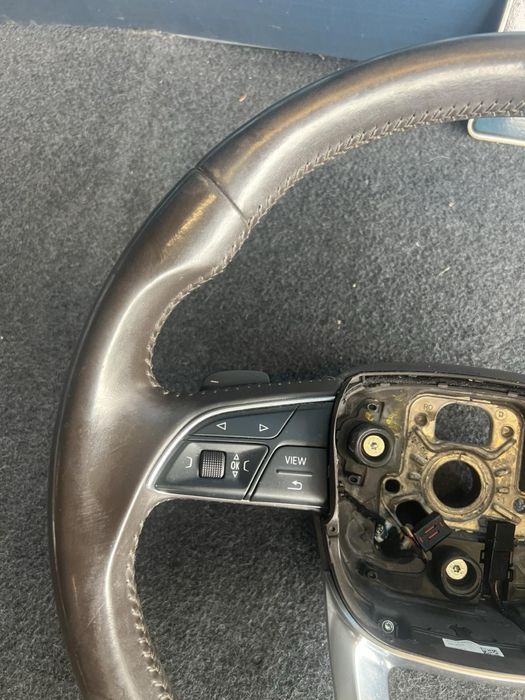 Оригинален волан с пера и подгрев Audi Q7 Q8 Q5 4m Ауди Кю 7 кафяв н10