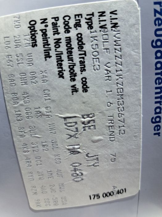 Elemente Caroserie VW Golf 5 Variant 1.6i-8v Tip BSE Automatic Tip JTY