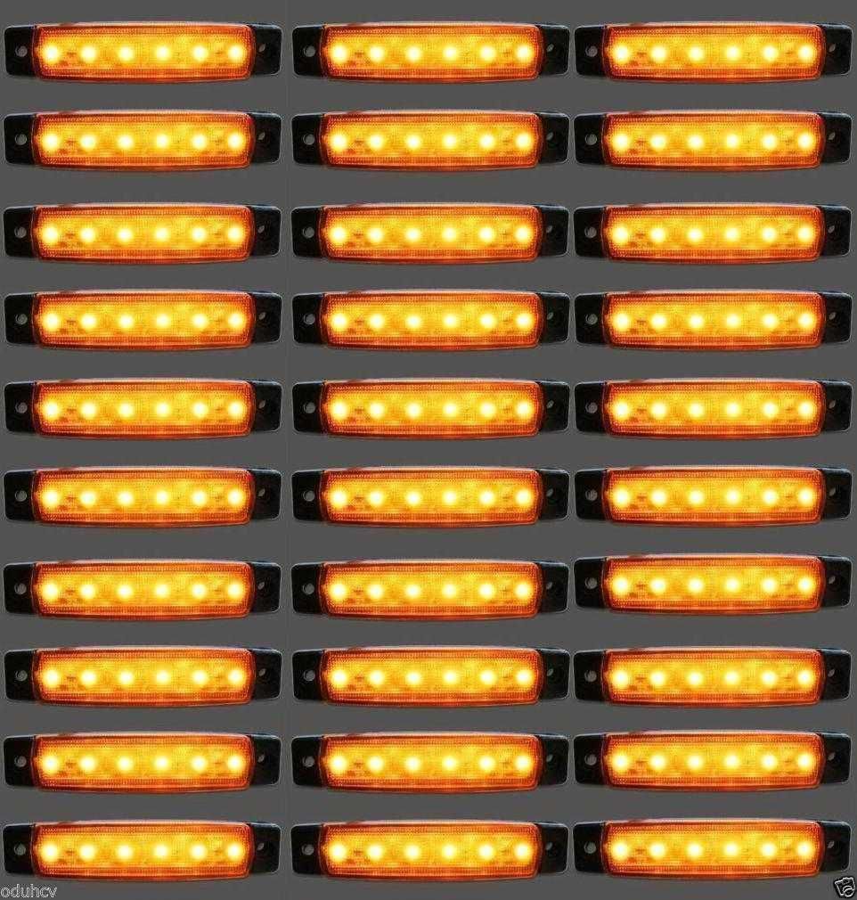Диодни LED ЛЕД ОРАНЖЕВИ габарити лед светлини 12V и 24V "рибки" гр ...