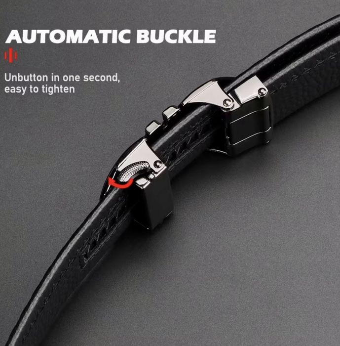 Мъжки официален колан с модерна изчистена визия•Тъмна автоматична катарамата!