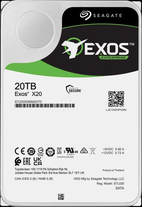 Хард диск Seagate Exos X20 20TB 7200 SATA 6Gb/s 3.5" Enterprise Hard Drive - ST20000NM007D