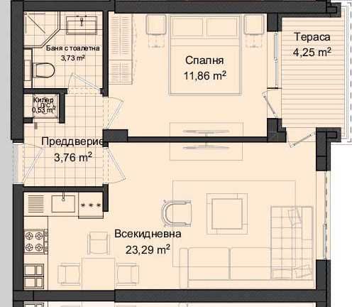 Продава се Двустаен апартамент в Пловдив, Гагарин - 65 кв.м за 850 €/кв.м - Снимка #1