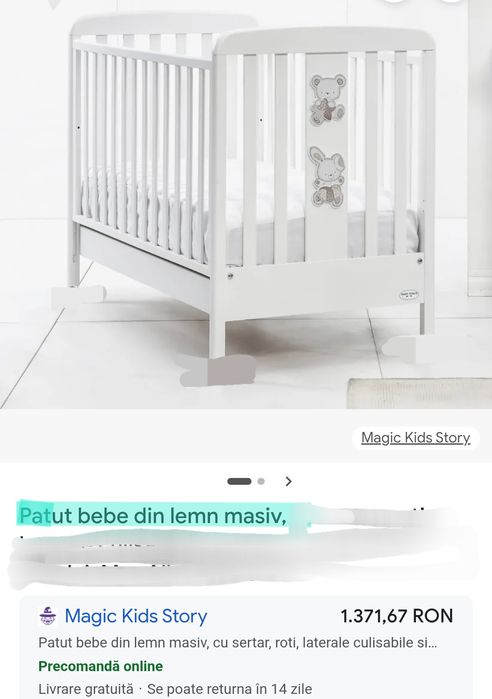 Patut bebe lemn bebe 60x120