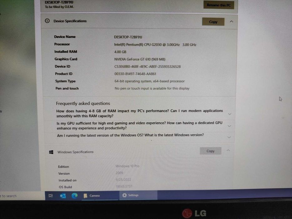 Настолен компютър Intel Pentium G2030  3GHz с монитор