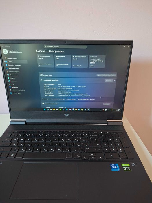Gaming лаптоп HP Victus 16 – i7 / RTX 3050 / 16GB RAM – Отлично състояние