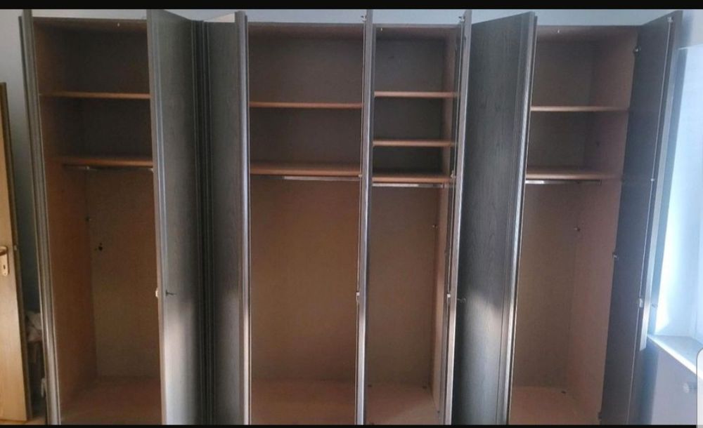 Dulap haine/dressing cu  oglinzi, stejar inchis