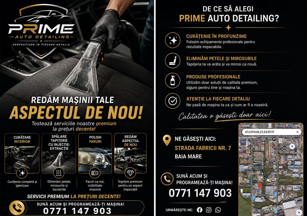 Curățare chimică / detailing auto/polish faruri