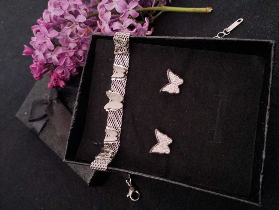 Обеци,гривна и пръстен пеперуда