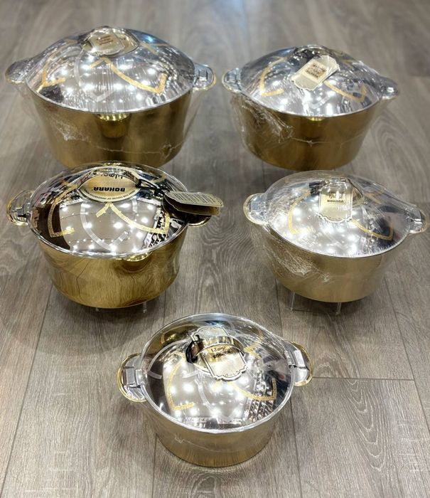 Набор кастрюль из нержавеющей стали с золотистым покрытием

• Премиаль