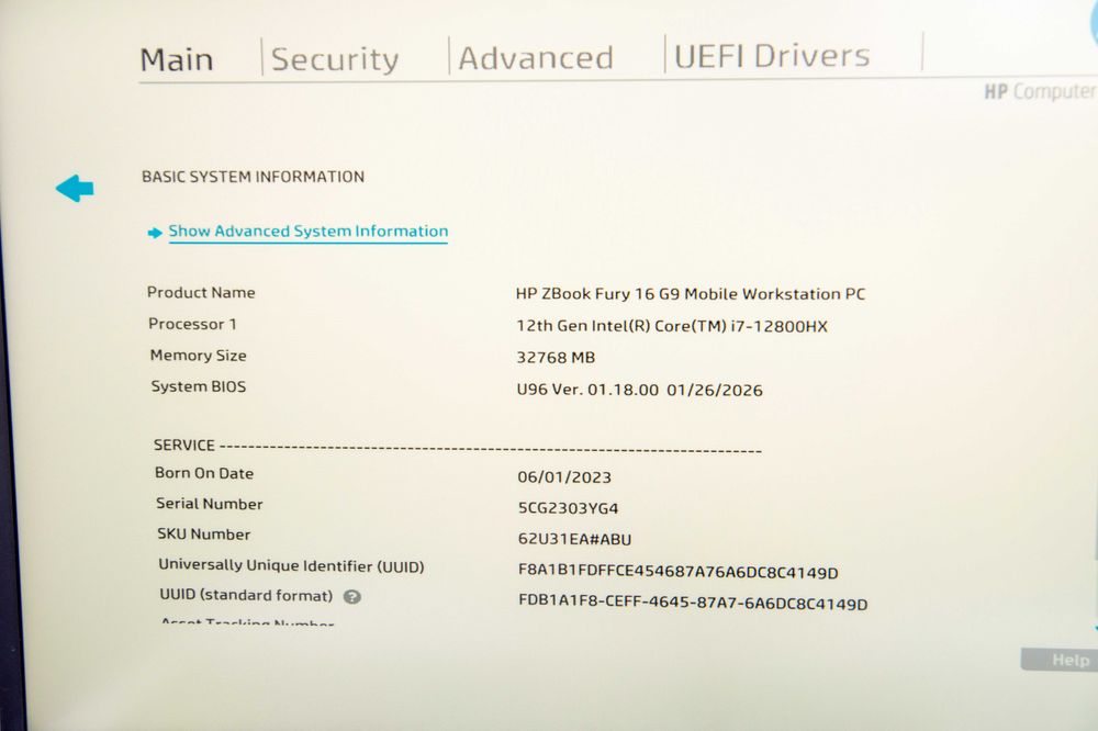 HP ZBook Fury 16 G9 / i7 12800HX / 32GB / 512GB / RTX A1000