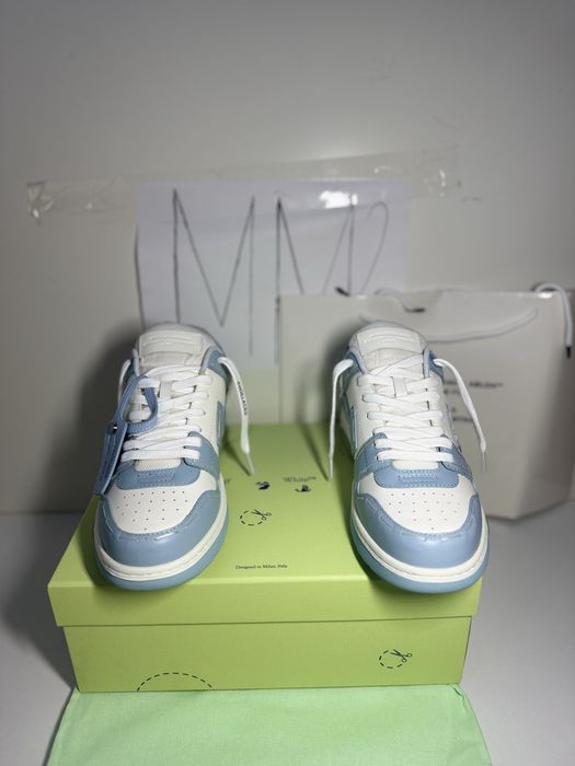 OFF-WHITE Out Of Office OOO Low Tops white baby blue special