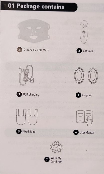 Masca de terapie cu lumina LED - 8 Moduri