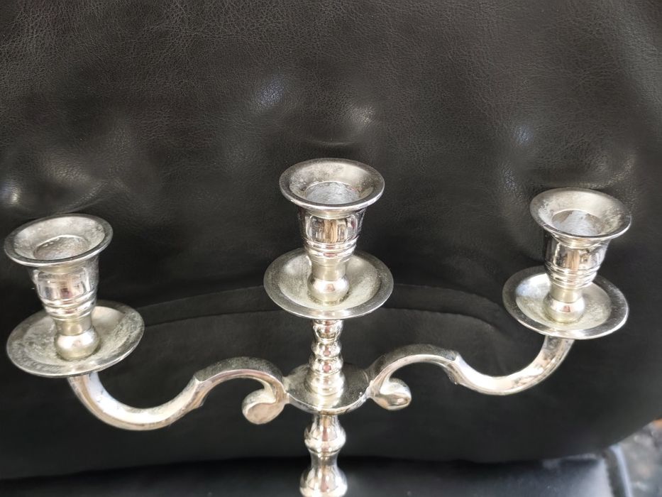 Голям троен свещник метален