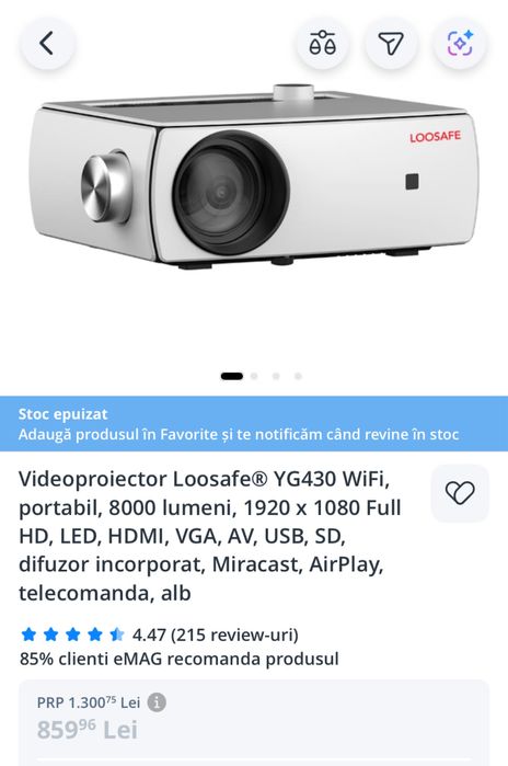 Videoproiector Loosafe YG430 WiFi,