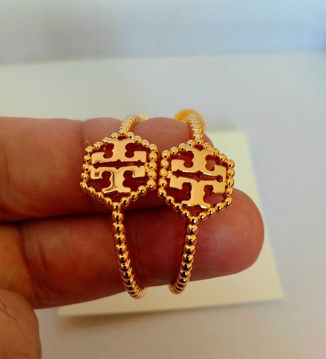 Обеци на Tory Burch - logo round earrings