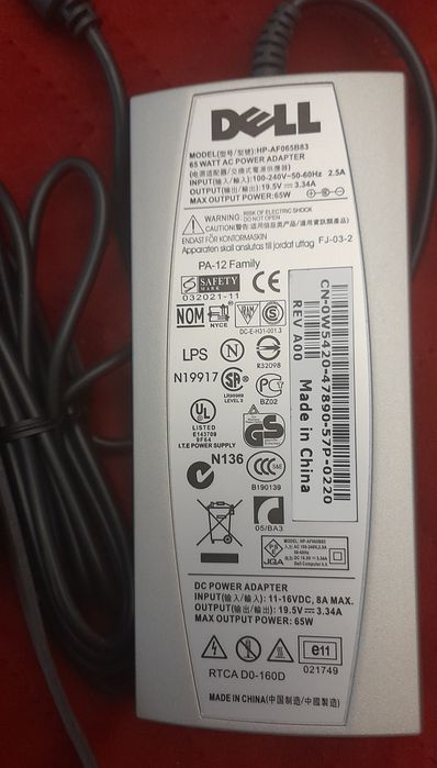 Incarcator laptop original DELL 65 wați - nou