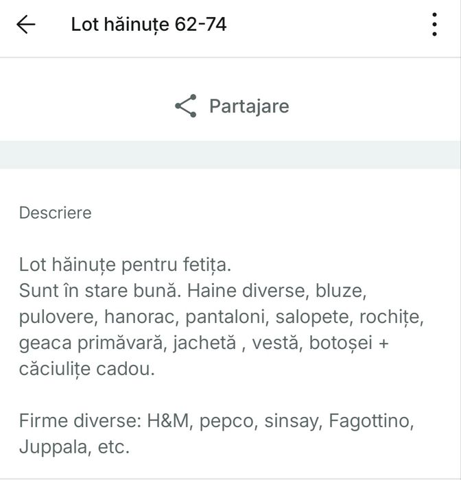 Lot haine fetița 62-74