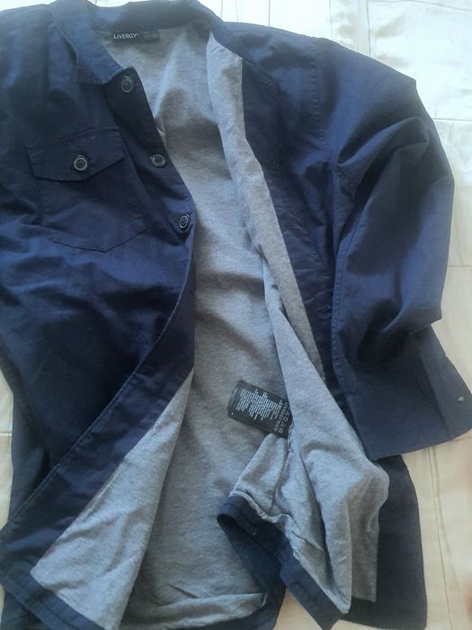 Cămașă dublată bărbați Livergy 100% bumbac L XL, albastru închis groasă