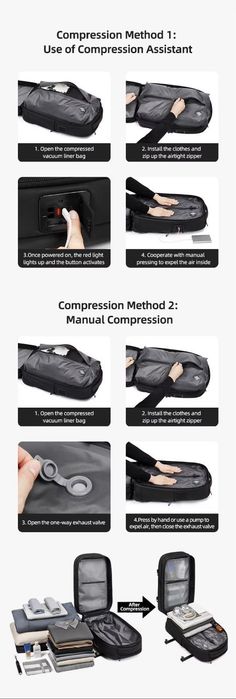 Rucsac Trolley cu Compresie Vacuum, Compartiment Laptop 17", Negru, Poliester