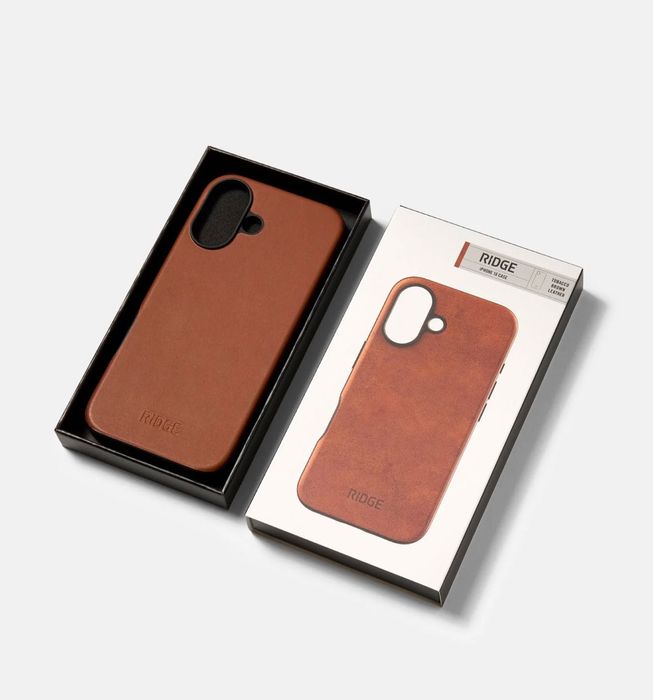 Husa piele leather case originala Apple iPhone 16 Brown Maro