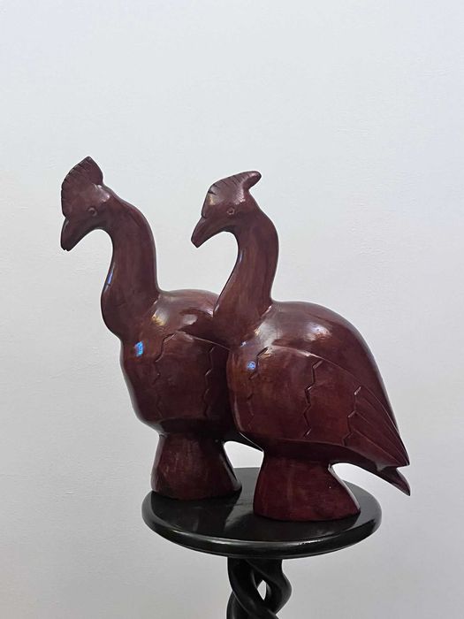 Superb set 2 statuete bibelouri bibelou lemn tare greu mari ieftine