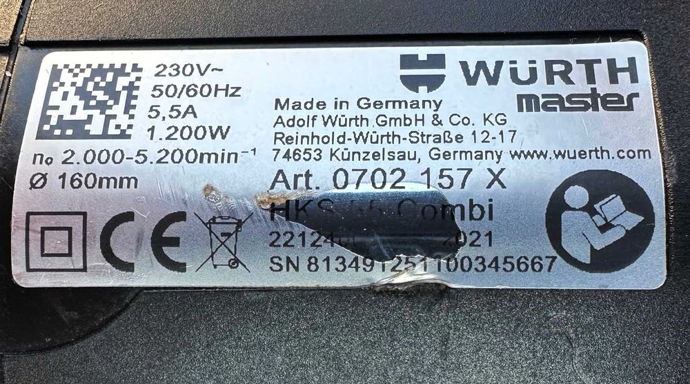 Wurth HKS 55 Combi - Кобиниран ръчен и потапящ циркуляр