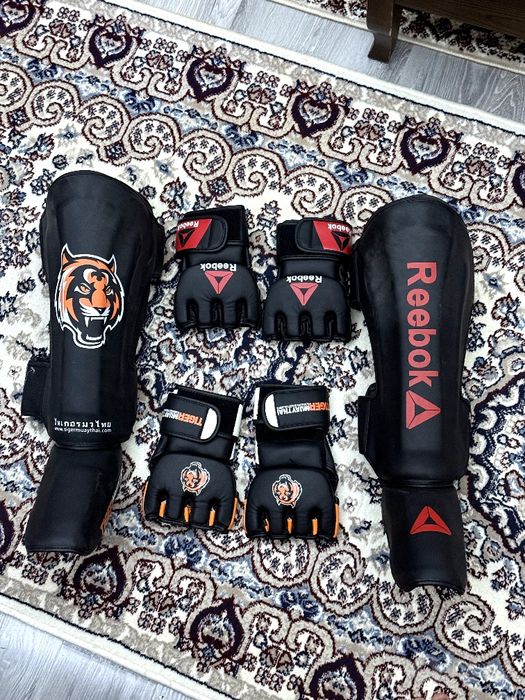 защита голени и стопы + перчатки MMA