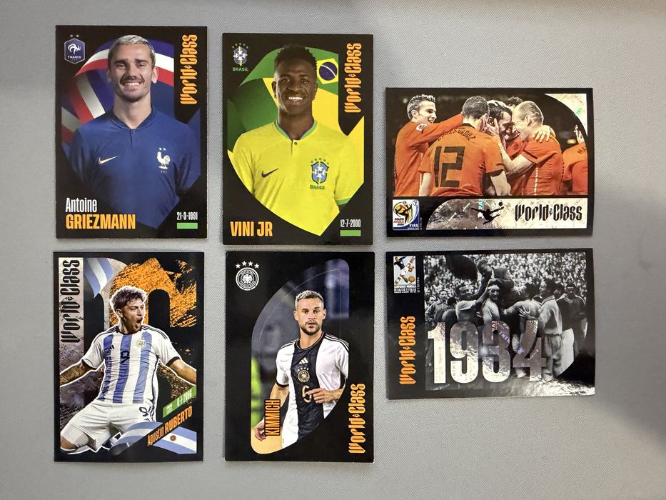 Lot 6 Stikere Panini World Class 2024 – Vini Jr, Griezmann, Kimmich, Istorice